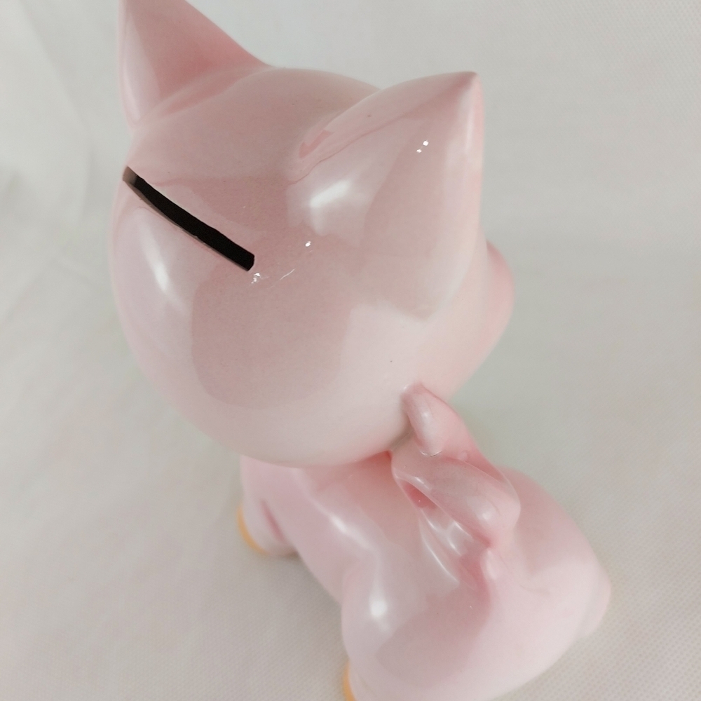 Vintage Kitsch Pink Ceramic Piggy Bank Japan Collectable Mid Century - Picture 7 of 14